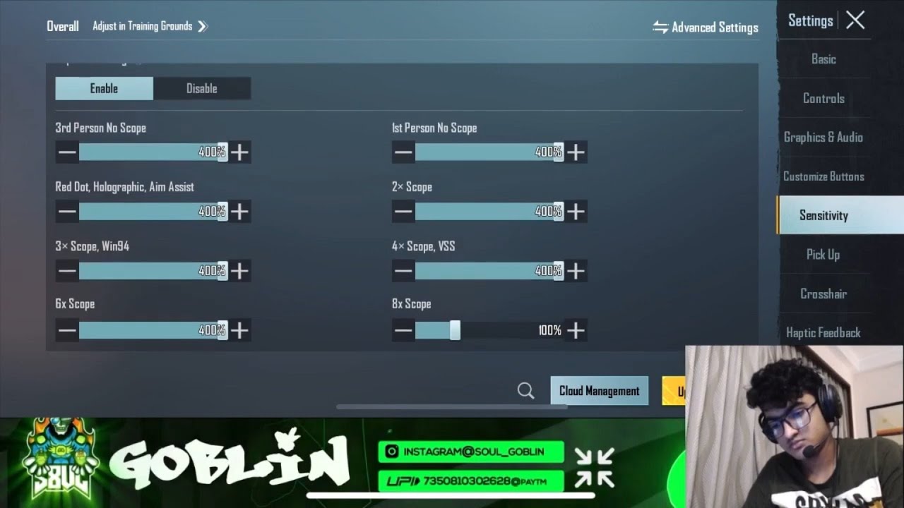 Goblin Sensitivity Code 2023 and Controls Codes for BGMI